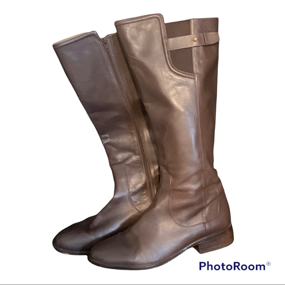 Ann Taylor Brown Leather Riding Boots Size 8.5